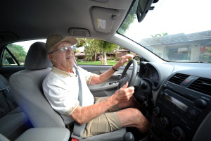 fl-older-drivers-b, west of Boynton Beach, 1/26/2011 -- Portrait of Morry Wasserman, who at 93-years-old, still drives every day and says he has never had an accident, drives away from his home west of Boynton Beach.  Sun Sentinel, Mark Randall